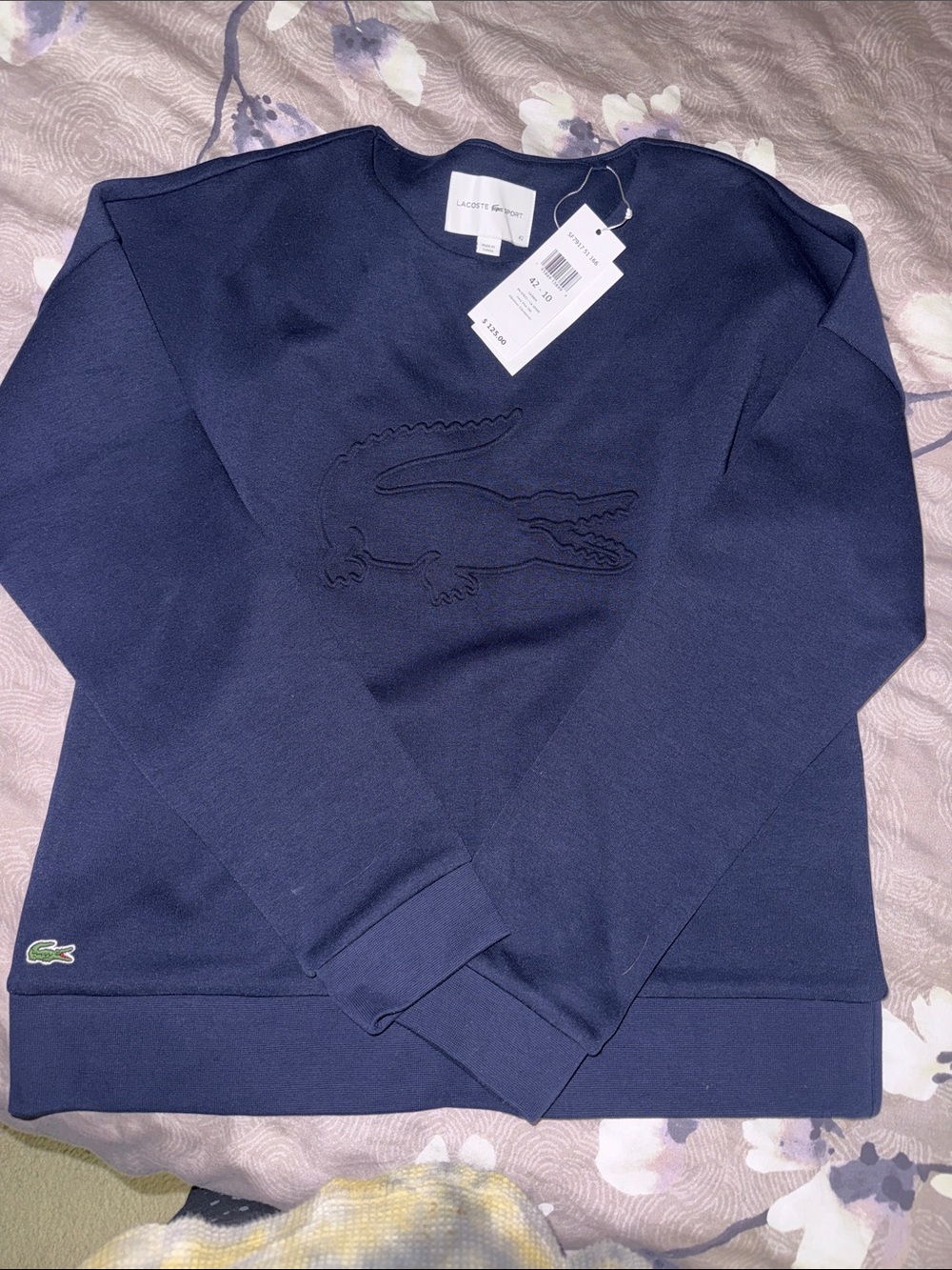 Lacoste women Navy Embossed Croc Crewneck Sweater - Deep Navy